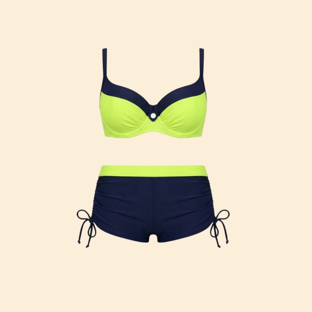 Stylish Color Block Bikini for Women with Lace Up Vacation Style