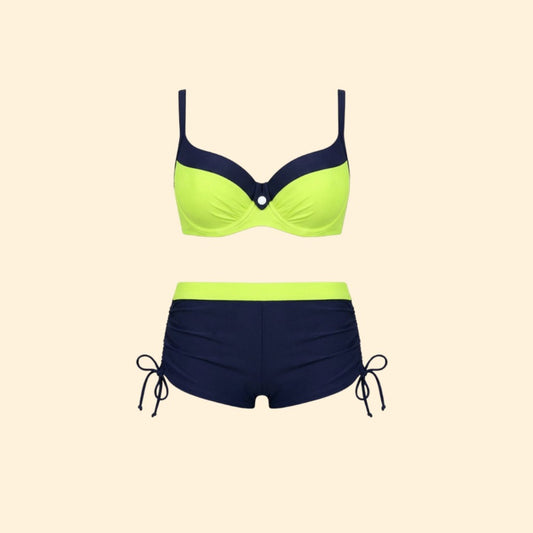 Stylish Color Block Bikini for Women with Lace Up Vacation Style