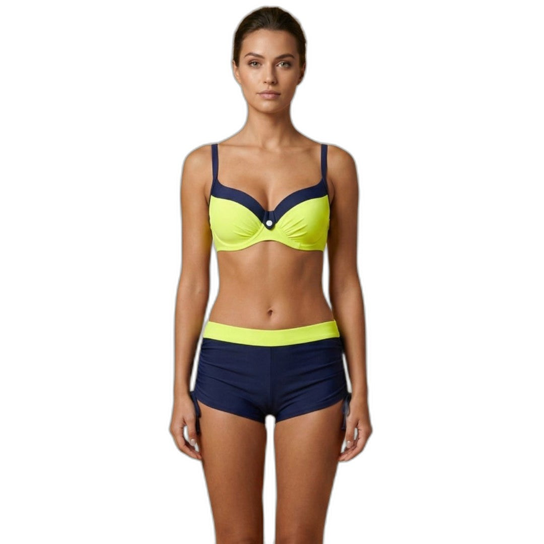 Stylish Color Block Bikini for Women with Lace Up Vacation Style