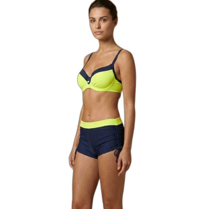 Stylish Color Block Bikini for Women with Lace Up Vacation Style