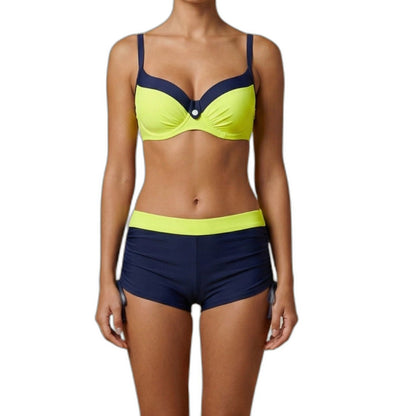 Stylish Color Block Bikini for Women with Lace Up Vacation Style