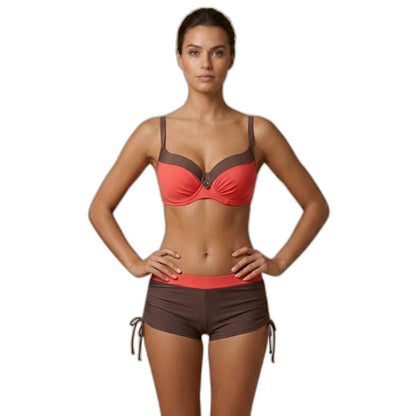 Stylish Color Block Bikini for Women with Lace Up Vacation Style