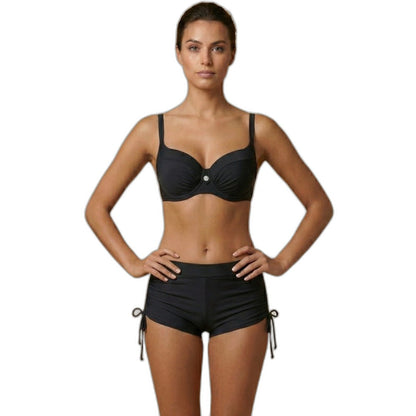 Stylish Color Block Bikini for Women with Lace Up Vacation Style