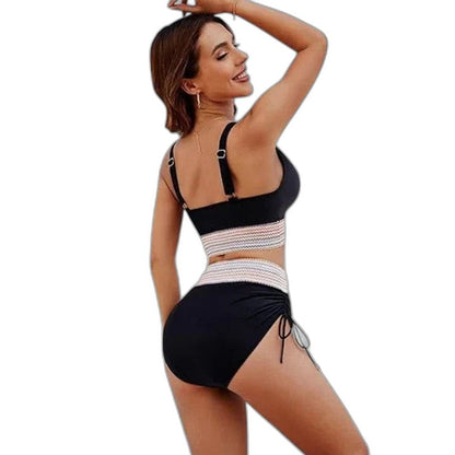 Stylish Color Block Bikini for Women with V Neck Sleeveless Vacation Style