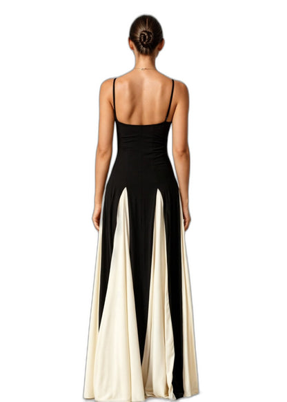 Stylish Color Block Jumpsuit for Women with Sweetheart Spaghetti Strap Pleated Wide Leg Party Style