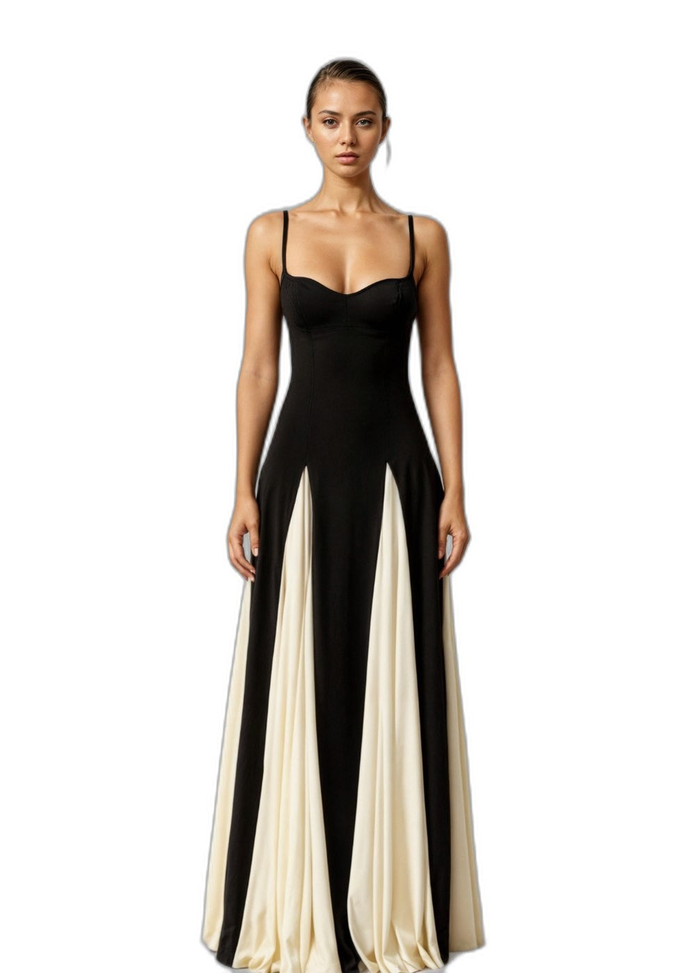 Stylish Color Block Jumpsuit for Women with Sweetheart Spaghetti Strap Pleated Wide Leg Party Style