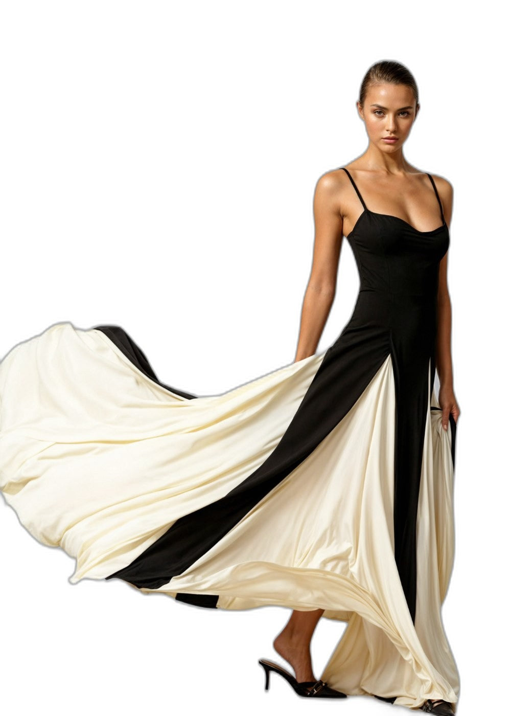 Stylish Color Block Jumpsuit for Women with Sweetheart Spaghetti Strap Pleated Wide Leg Party Style