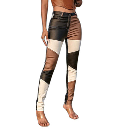 Stylish Color Block Pants for Women with Bodycon High Waisted Party Style