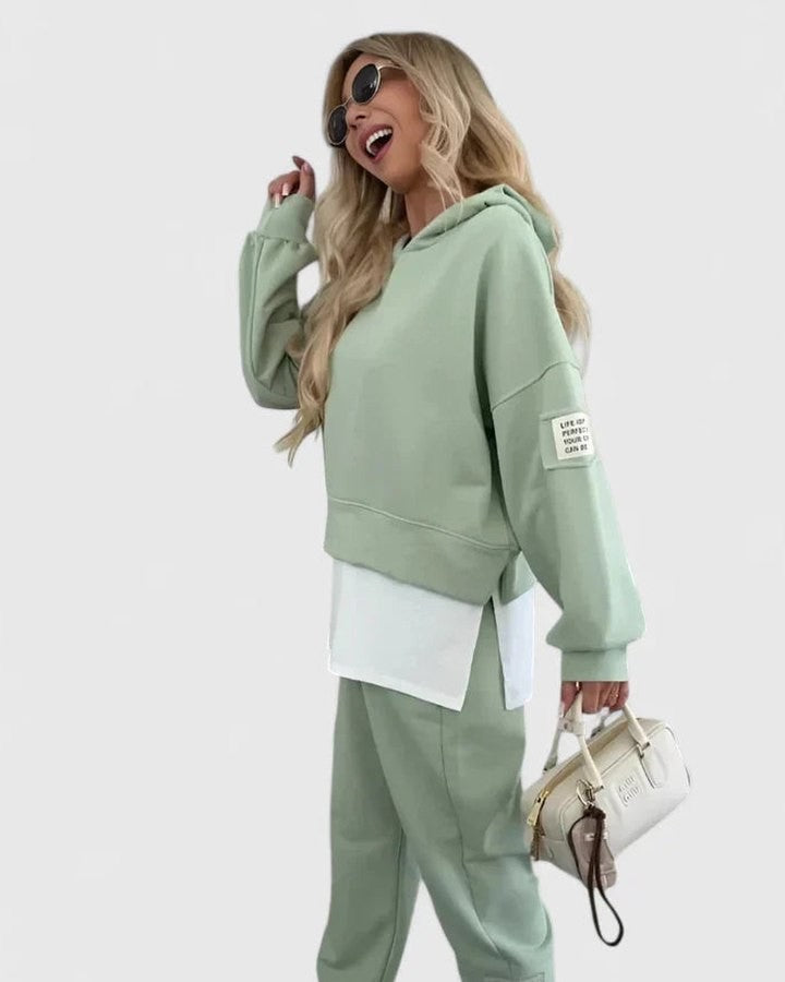 Stylish Color Block Two Piece Set for Women with Lounge Style