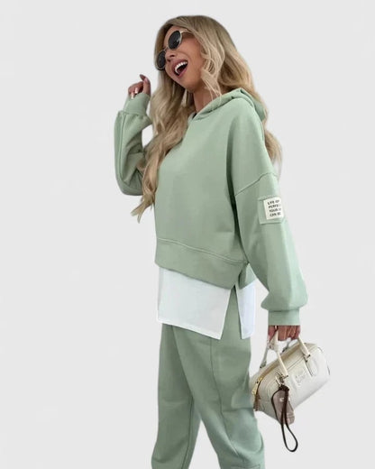 Stylish Color Block Two Piece Set for Women with Lounge Style