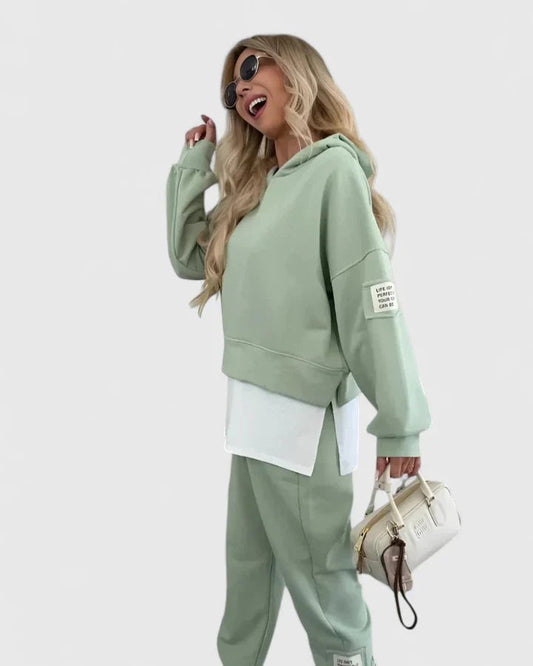 Stylish Color Block Two Piece Set for Women with Lounge Style