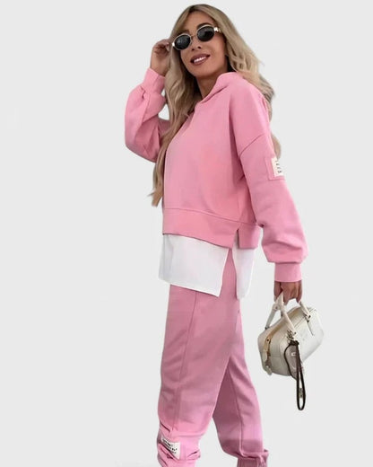 Stylish Color Block Two Piece Set for Women with Lounge Style
