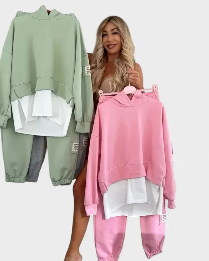 Stylish Color Block Two Piece Set for Women with Lounge Style