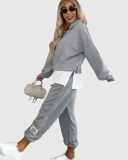 Stylish Color Block Two Piece Set for Women with Lounge Style