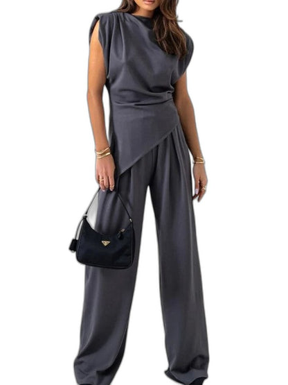 Stylish Cream Blouse for Women with Boat Neck Short Sleeve Ruched Office Style