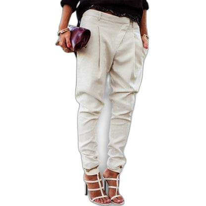 Stylish Cream Pants for Women with High Waisted Office Style