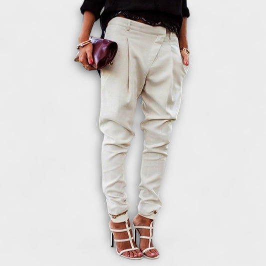 Stylish Cream Pants for Women with High Waisted Office Style