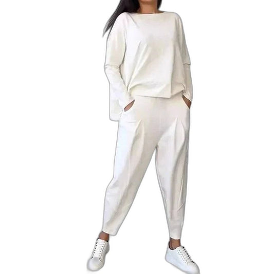 Stylish Cream Two Piece Set for Women with Lounge Style