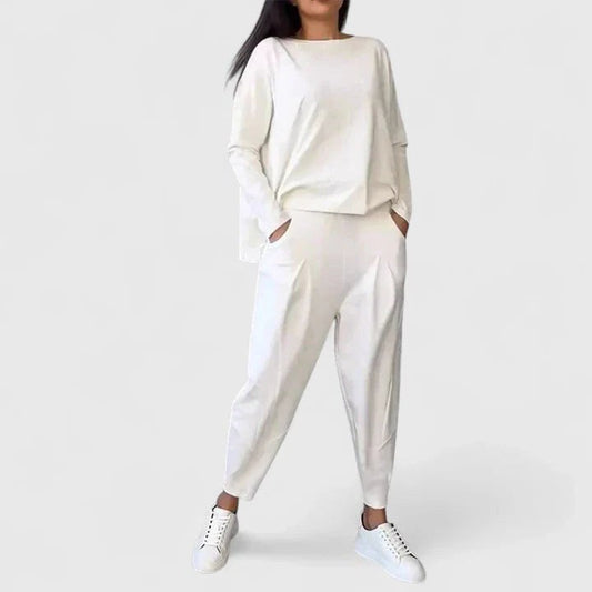 Stylish Cream Two Piece Set for Women with Lounge Style