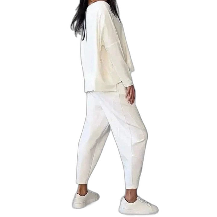 Stylish Cream Two Piece Set for Women with Lounge Style