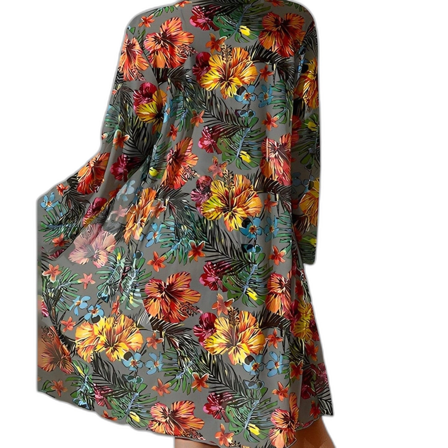 Stylish Floral Bikini for Women with Plunge Neck Long Sleeve Vacation Style