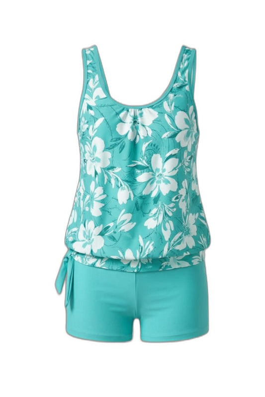 Stylish Floral Bikini for Women with Square Neck Sleeveless Vacation Style