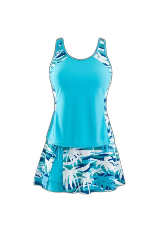 Stylish Floral Swimsuit for Women with Square Neck Sleeveless Vacation Style