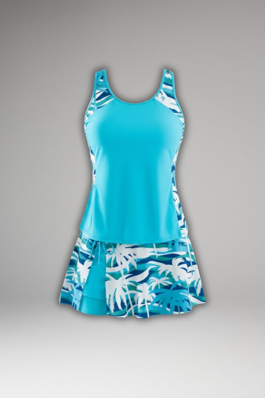 Stylish Floral Swimsuit for Women with Square Neck Sleeveless Vacation Style