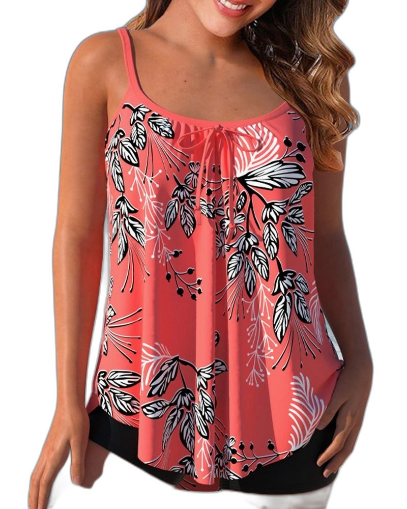 Stylish Floral Tank Top for Women with Square Neck Spaghetti Strap Flowing Vacation Style