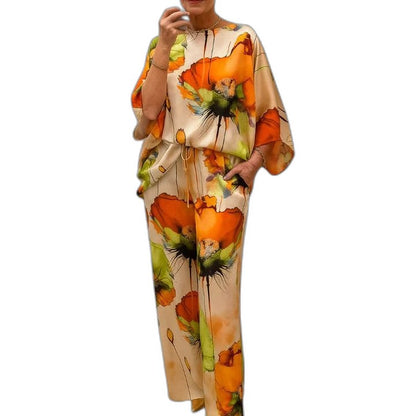 Stylish Floral Two Piece Set for Women with Wide Leg Party Style