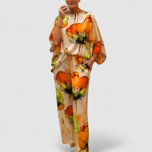 Stylish Floral Two Piece Set for Women with Wide Leg Party Style