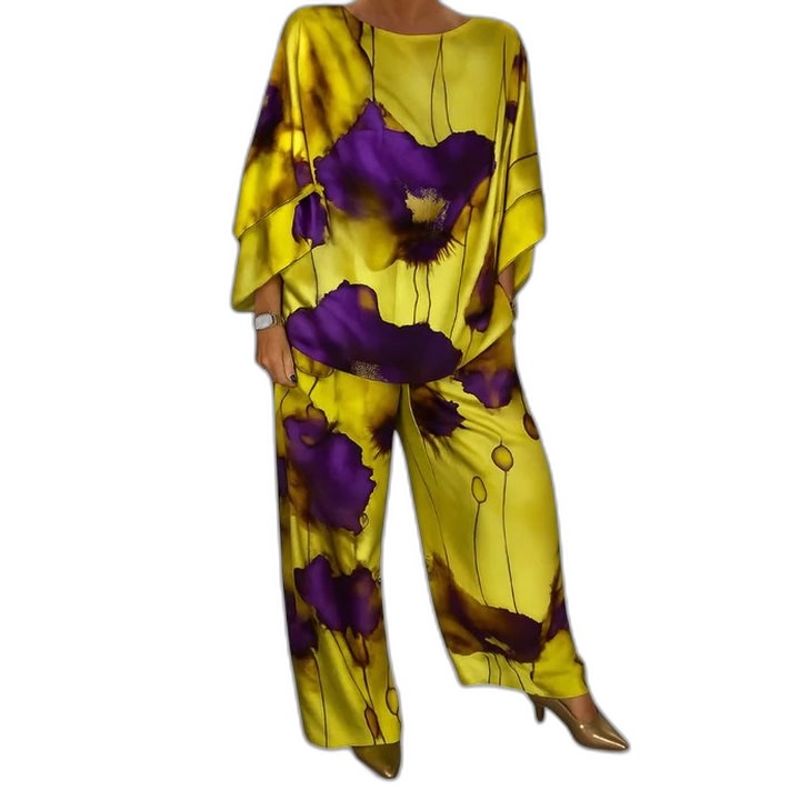 Stylish Floral Two Piece Set for Women with Wide Leg Party Style