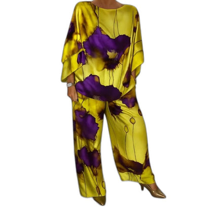 Stylish Floral Two Piece Set for Women with Wide Leg Party Style