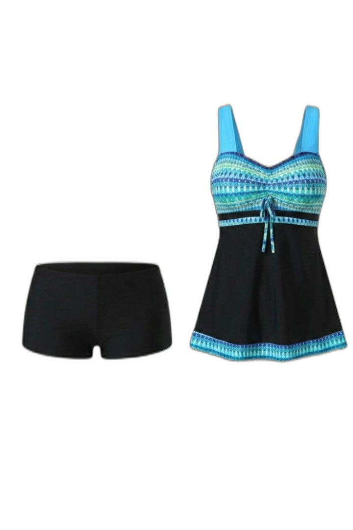 Stylish Geometric Bikini for Women with Square Neck Sleeveless Vacation Style