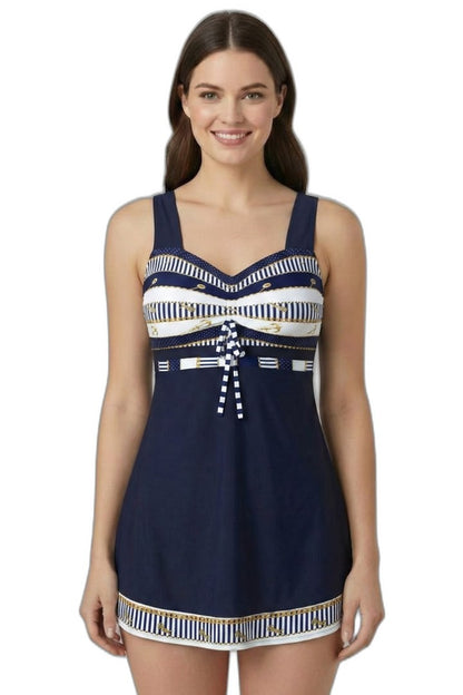 Stylish Geometric Bikini for Women with Square Neck Sleeveless Vacation Style