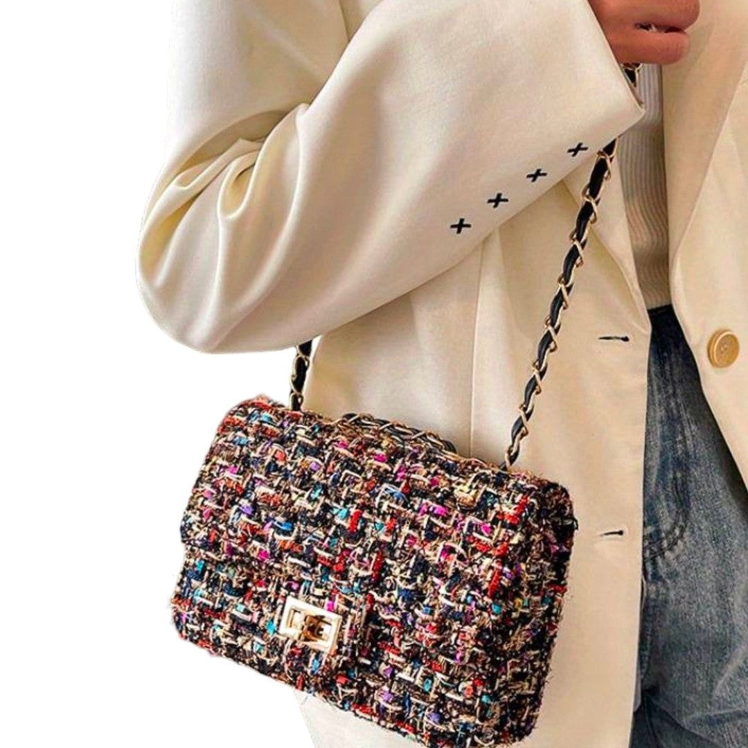 Stylish Geometric Shoulder Bag for Women with Chain Strap Party Style