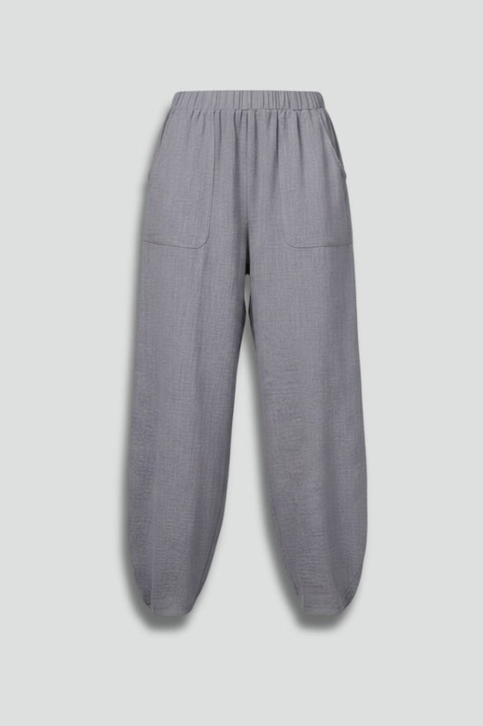 Stylish Grey Pants for Women with High Waisted Pockets Lounge Style