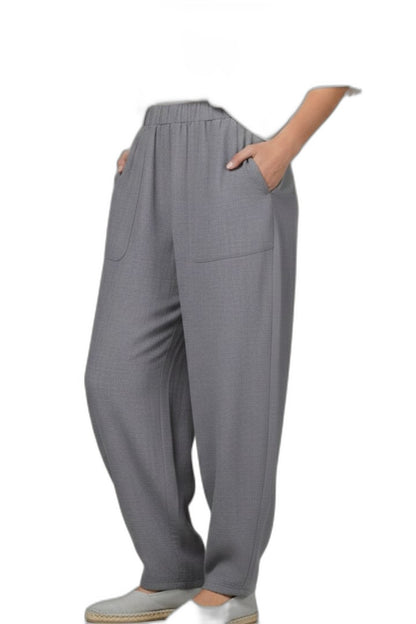 Stylish Grey Pants for Women with High Waisted Pockets Lounge Style