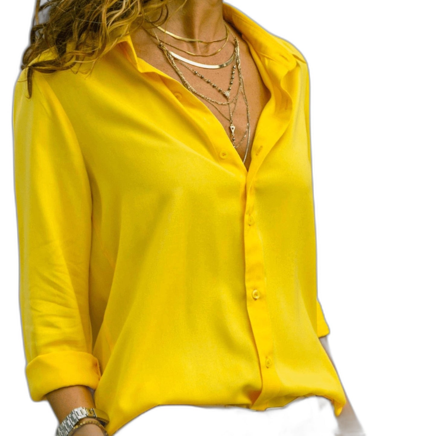 Stylish Grey Shirt for Women with Collared Long Sleeve Button Front Office Style