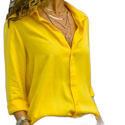 Stylish Grey Shirt for Women with Collared Long Sleeve Button Front Office Style