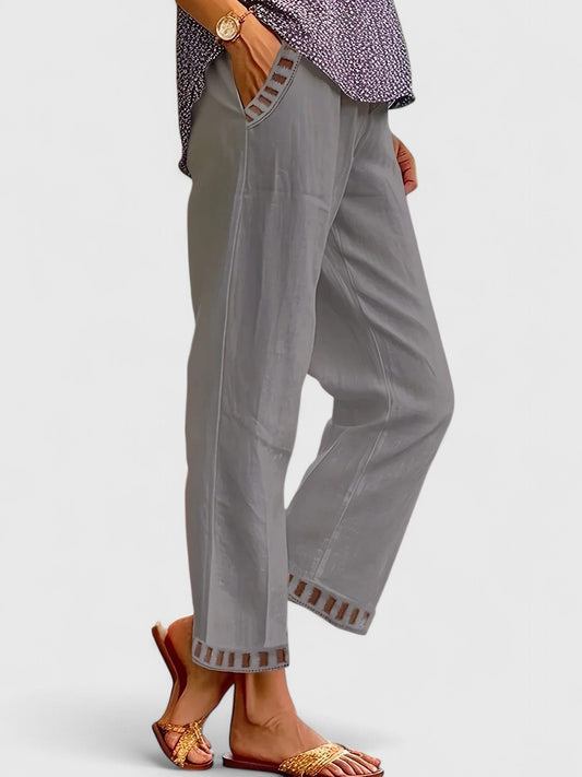 Stylish Grey Trousers for Women with Cropped Straight Leg Office Style