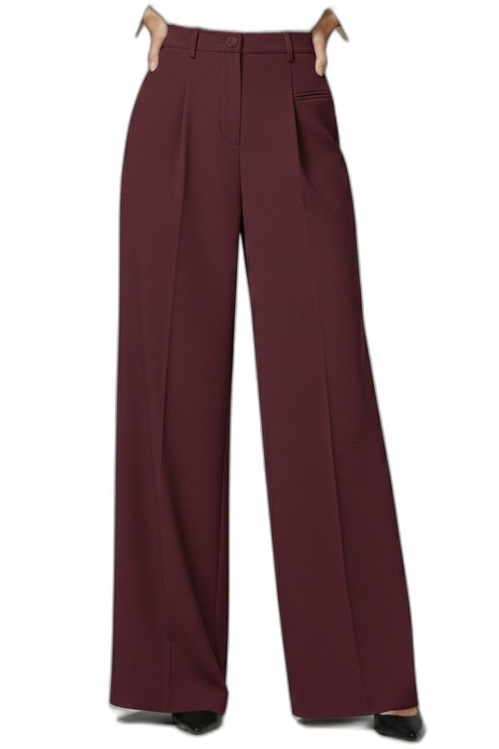 Stylish Grey Trousers for Women with High Waisted Wide Leg Palazzo Pockets Office Style