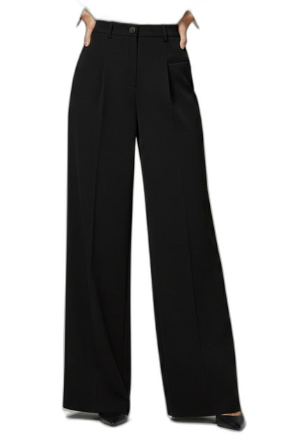 Stylish Grey Trousers for Women with High Waisted Wide Leg Palazzo Pockets Office Style