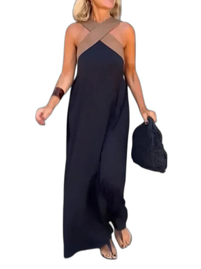Stylish Jumpsuit for Women with Halter Sleeveless Wide Leg Flowing Party Style