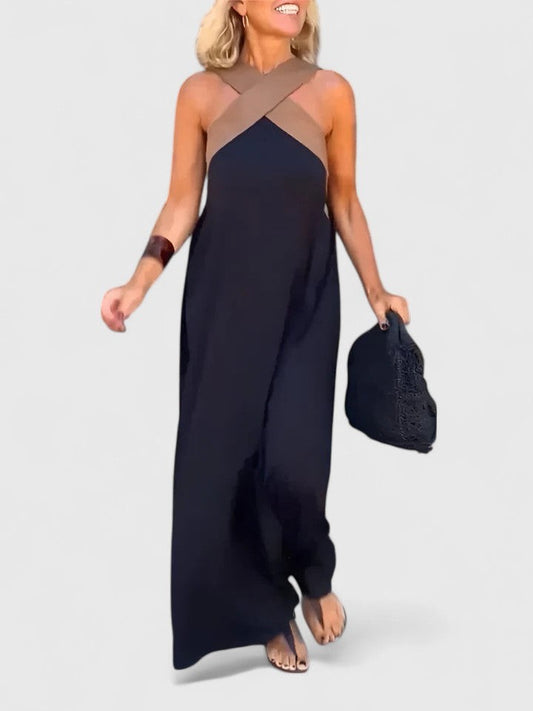Stylish Jumpsuit for Women with Halter Sleeveless Wide Leg Flowing Party Style