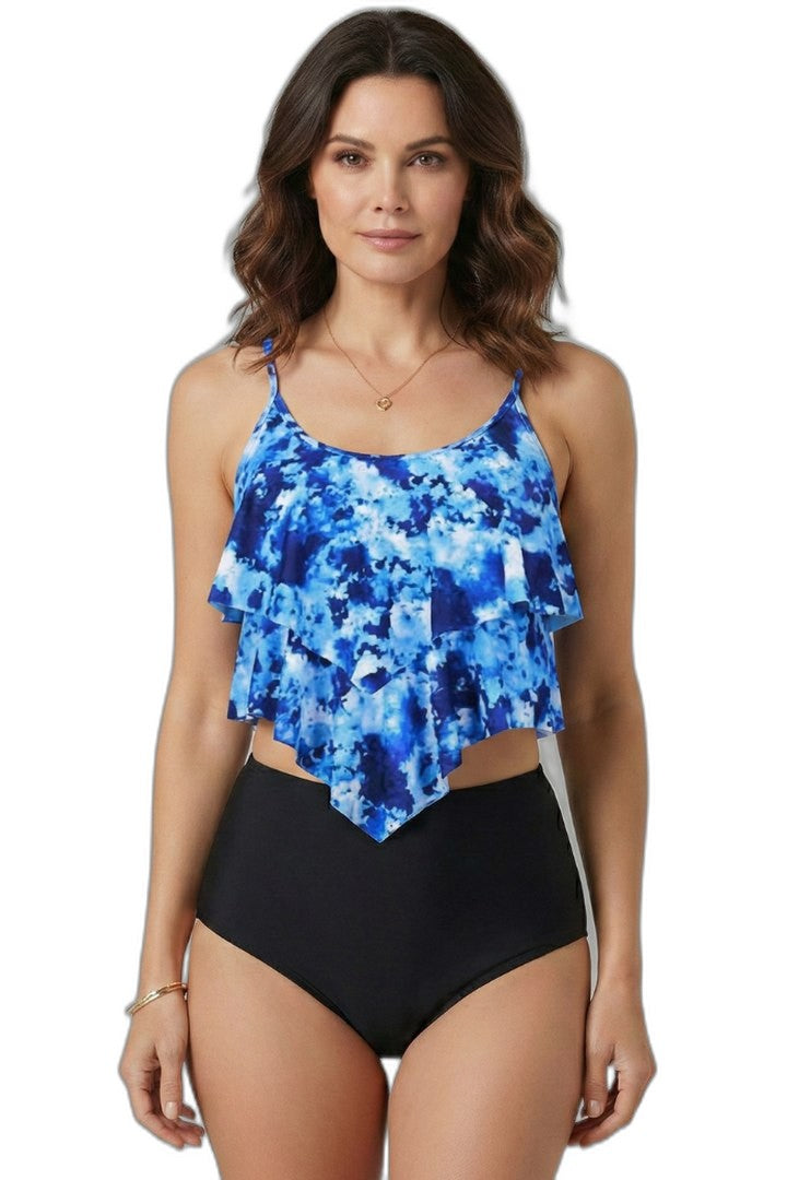 Stylish Leopard Bikini for Women with Strapless Tiered Ruffle High Waisted Vacation Style