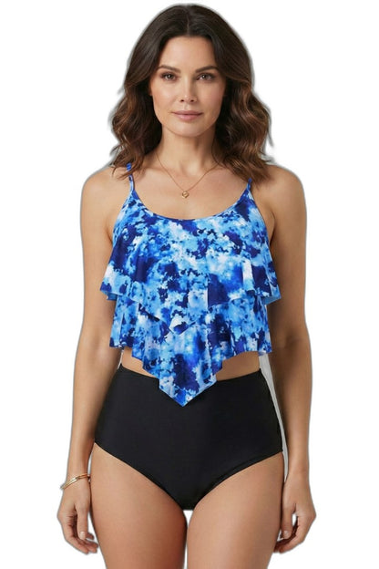 Stylish Leopard Bikini for Women with Strapless Tiered Ruffle High Waisted Vacation Style
