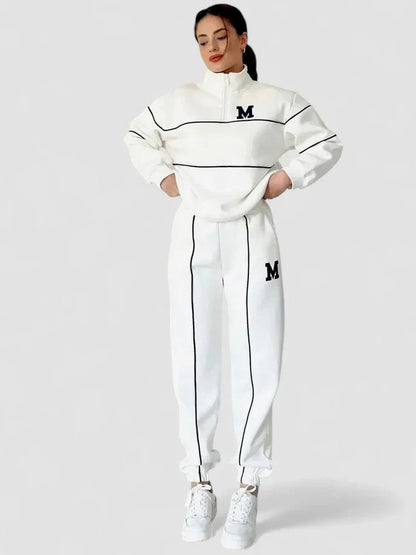 Stylish Navy Knit Two Piece Set for Women with Lounge Style