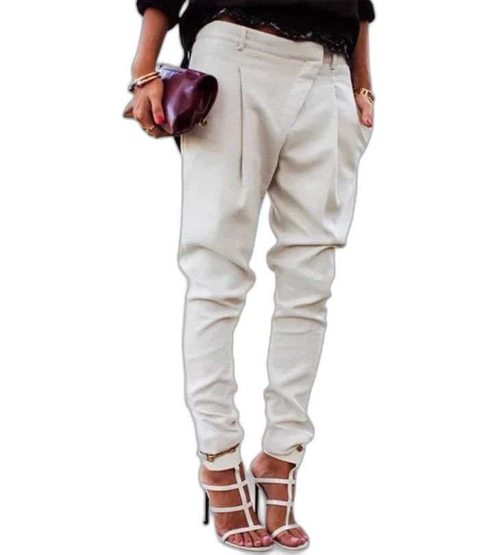 Stylish Navy Pants for Women with High Waisted Pockets Office Style