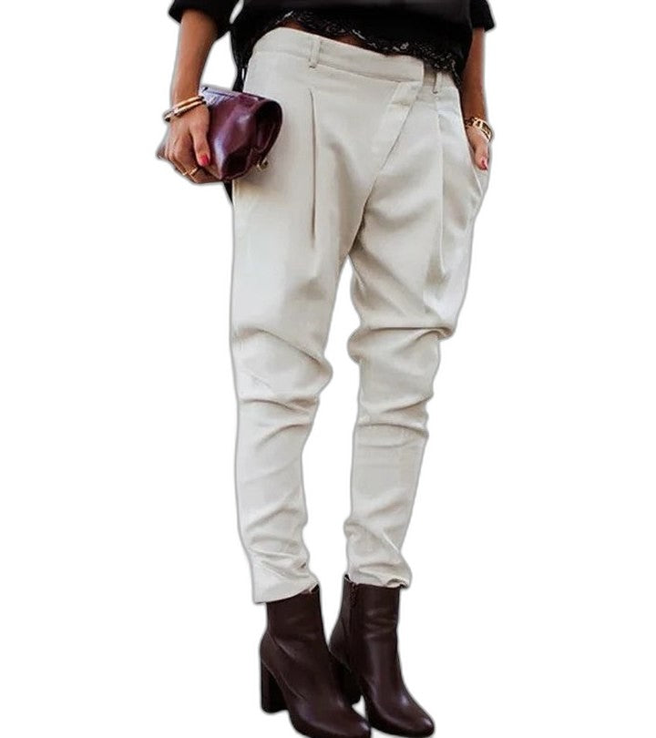 Stylish Navy Pants for Women with High Waisted Pockets Office Style